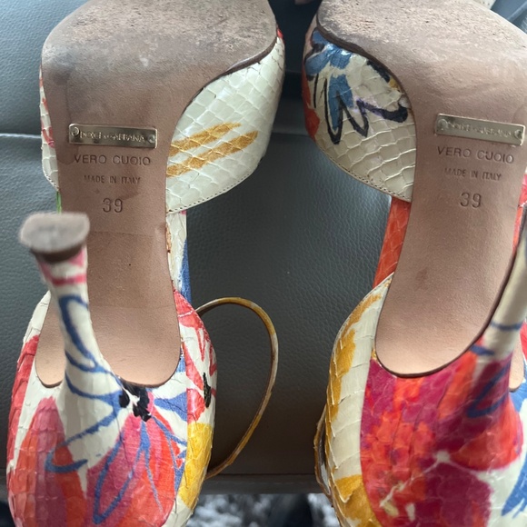 Dolce & Gabbana Multicolor Lizard Leather Heels US 8.5 - Picture 4 of 6